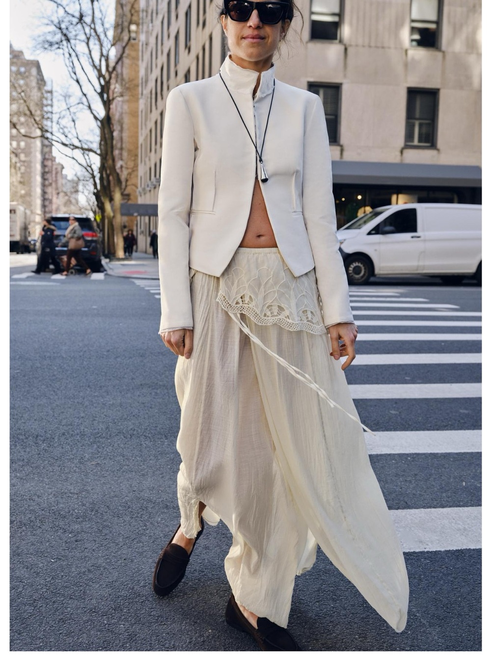 Zara ZW Collection Embroidered Sash Midi Skirt Ecru NWT